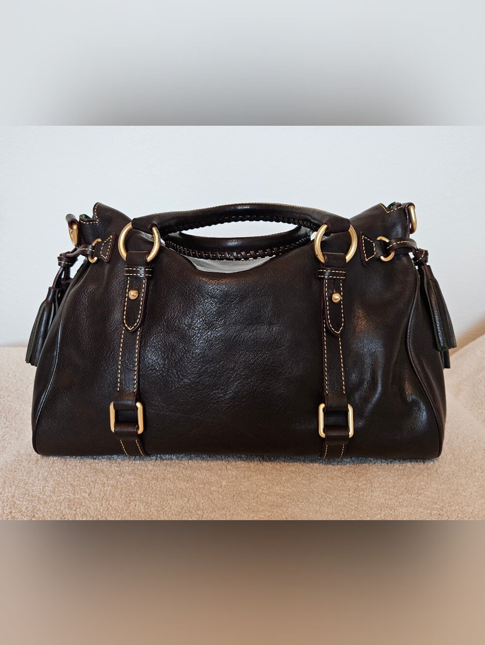 Dooney & Bourke Florentine Satchel - Brown Tmoro - Original Large - Picture 3 of 16